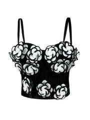 Aiertu - 2025 Women's Handmade 3D Floral Denim Corset Bra Top Fishbone Bustier No Elasticity Push Up Bra Sexy Bralette Lingerie Aiertu