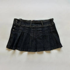Aiertu - Streetwear Y2K Vintage Denim Suit Skirt Sets Womens Outfits Black Sexy Hollow Vest Suspenders Harajuku Goth Zipper Pleated Skirt Aiertu