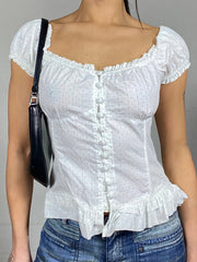 Aiertu - Women s Casual Loose Fit Blouse Floral Print V-Neck Short Sleeve Button Front Shirt Fashion Tops Summer Wear Aiertu