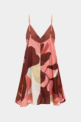 Aiertu Abstract Print Linen Slip V-Neck Sleeveless Mini Dress Aiertu