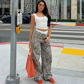 Aiertu - New Leopard Print Retro Straight Long Pants For Women Loose Slightly Flared Trousers Female Streetwear Club Party Pants Aiertu