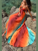 Aiertu - Fashion Panelled Dress Women Hollow Out Sling Backless A-line Floor-length Dresses Female 2025 Spring Summer Vacation Lady Robe Aiertu