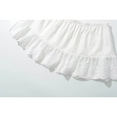 Aiertu - 2025 Women Floral Embroidery Sexy Low Waist A-line Mini White Skirt Sweet Girl Cotton Holiday Summer Skirts Aiertu