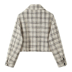 Aiertu - European and American style autumn new high-end temperament small fragrance style texture plaid jacket Aiertu