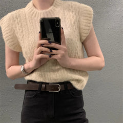 Aiertu - Pullovers Sweaters Vest Loose Women Chic Gentle Spring Office Lady Slim Knitted Casual All Match Sleeveless Vintage Aiertu