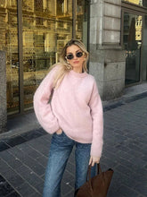 Aiertu - Pink Casual Loose O Neck Pullover Sweater For Women 2026 Autumn Elegant Long Sleeves Knitted Top Female New Chic Commute Jumpers Aiertu