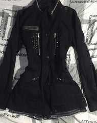 Aiertu - Vintage Y2k Aesthetic Star Zipper Slim Coats Streetwear Fashion Harajuku Coat Korean Ins Grunge Pleated Jackets Gothic Femme Aiertu