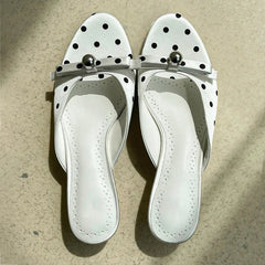 Aiertu - New Summer Thin Low Heels Slippers Women Fashion Butterfly-knot Open Toe Sandals Female Slides Shoes Aiertu