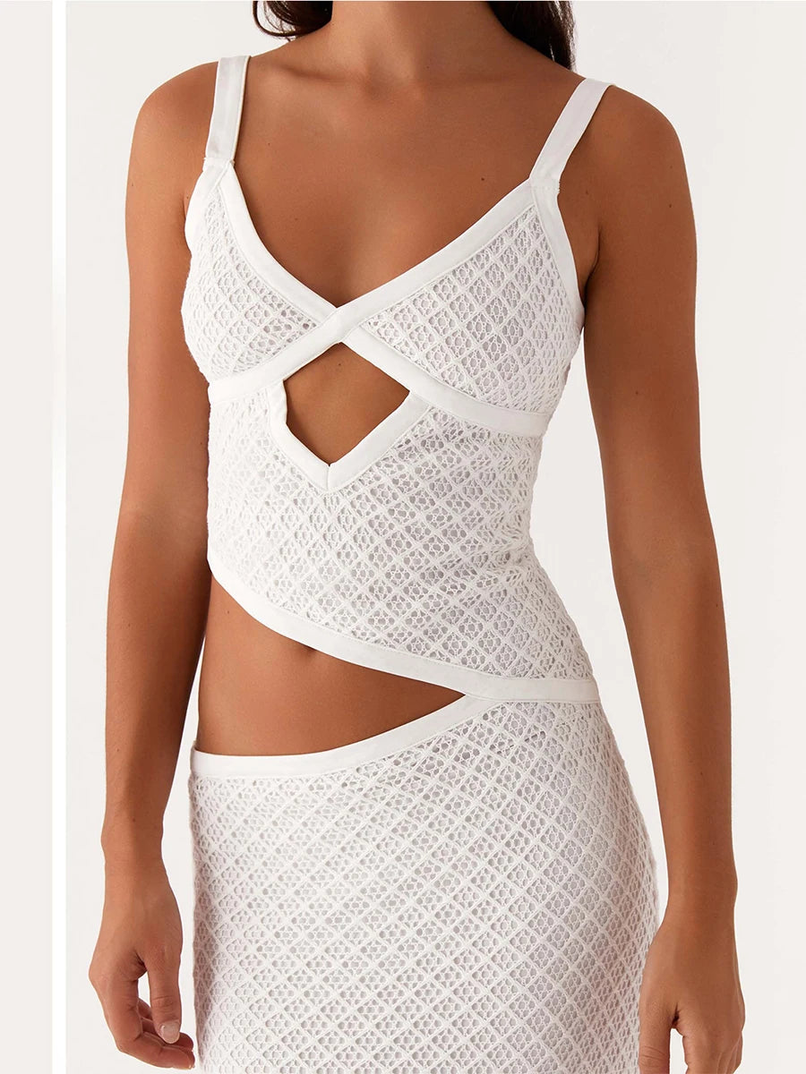 Aiertu - Elegant Women s Sleeveless Spaghetti Strap Bodycon Dress with Chic Hollow Out Design and Fit Silhouette Aiertu