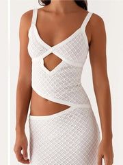 Aiertu - Elegant Women s Sleeveless Spaghetti Strap Bodycon Dress with Chic Hollow Out Design and Fit Silhouette Aiertu