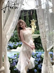 Aiertu 2024 Fairy Elegant Short Party Dresses Woman Beach Sleeveless Irregular Dresses Korea Fashion Aesthetics Casual One Piece Dress Aiertu