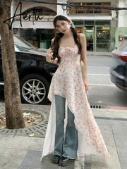 Aiertu 2024 Summer Elegant Floral Dress Women Evening Party Slim Midi Dress Office Lady Causal Outwear Strap Dress Korean Fashion Aiertu