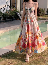 Aiertu 2024 Summer French Elegant Design Midi Dress Women Casual Floral One Piece Dress Korean Fashion Beach Y2k Strap Dress Chic New Aiertu