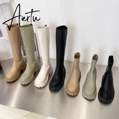 Aiertu Ankle Chelsea Boots New Winter Mid Heels Platform Women Botas Snow Warm Designer Motorcycle Boots Gladiator Oxford Zapatos Aiertu