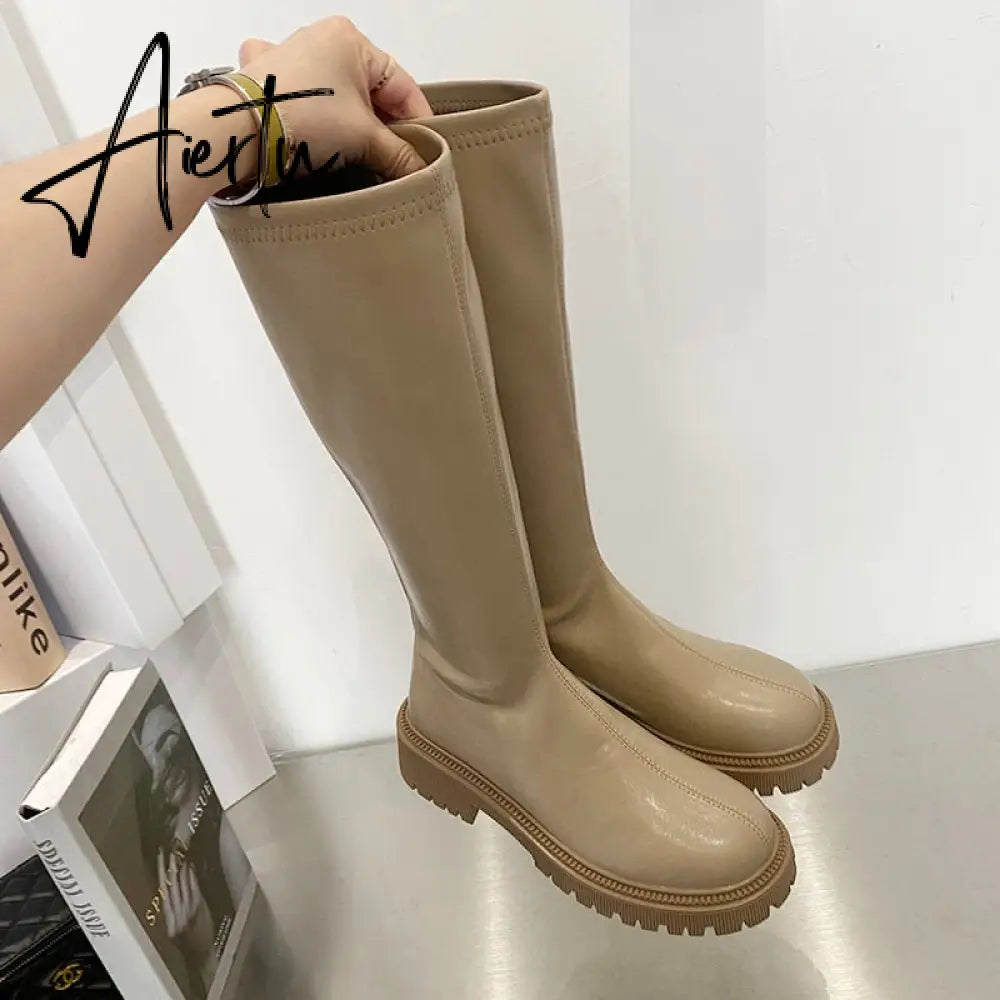 Aiertu Ankle Chelsea Boots New Winter Mid Heels Platform Women Botas Snow Warm Designer Motorcycle Boots Gladiator Oxford Zapatos Aiertu