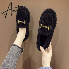 Aiertu Autumn and Winter New Outdoor Home Indoor Wool Bag with Cotton Shoes Anti Slip Warm Lady Beans Shoes Aiertu