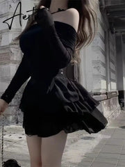 Aiertu Autumn Elegant Two Pieces Skirt Set Women Casual Sweet Blouse + Y2k Slim Cake Skirts Office Lady Korean Fashion Suits New Aiertu
