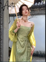 Aiertu Autumn New Ladies Sweet Dress Woman New Chinese Elegant Loose Chic Simple Women Dress Street Pink Fashion Dresses Female Aiertu