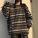 Aiertu Autumn Pullover Women Vintage Striped Oversize Sweater Long Sleeve Knitted Tops Hip Hop Streetwear Pullover Female Aiertu