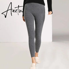 Aiertu Autumn Winter Women Leggings Solid Casual Slim Pants Trousers High Waist Sportwear Ladies Ankle Length Leggings Aiertu