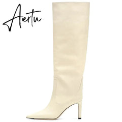 Aiertu Big size 34-45 New brand women boots pointed toe stiletto high heels boots sexy knee high boots women nightclub shoes Aiertu