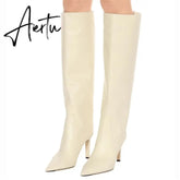 Aiertu Big size 34-45 New brand women boots pointed toe stiletto high heels boots sexy knee high boots women nightclub shoes Aiertu