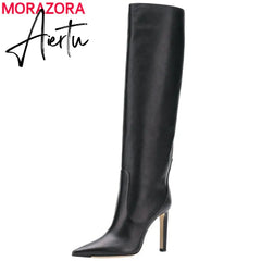 Aiertu Big size 34-45 New brand women boots pointed toe stiletto high heels boots sexy knee high boots women nightclub shoes Aiertu