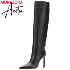 Aiertu Big size 34-45 New brand women boots pointed toe stiletto high heels boots sexy knee high boots women nightclub shoes Aiertu