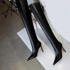 Aiertu Big Size 42 43 New High Quality Pointed Toe Over The Knee Boots Women Slip-On Stiletto High Heels Shoes Ladies Pumps Aiertu
