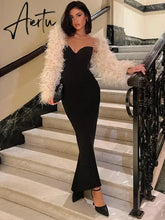 Aiertu Black Sexy V-neck Fit Bodycon Wrap Hip Maxi Dress Summer Backless Slim Long Dress Evening Party Dresses For Women Aiertu