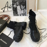 Aiertu boots woman new ladies casual stretch fabric socks boots fashion Cross-tied women shoes platform boots gothic women Aiertu
