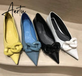Aiertu Brand Design Chain Buckle Flat Shoes Women Flat Heel Ballet Pointed Toe Slip On Female Ballerina Casual Loafers Aiertu
