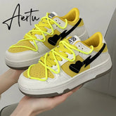 Aiertu Brand Lace Up Women Sneakers Zapatillas Mujer Light Flat Shoes Ladies Outdoor Casual Color Matching Luxury Vulcanize Shoes Women Aiertu