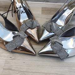 Aiertu Brand Slingback Women Pumps Luxury Rhinestones Butterfly Party Wedding Shoes Elegant High heels Summer Prom Shoes Sandals Aiertu