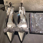Aiertu Brand Slingback Women Pumps Luxury Rhinestones Butterfly Party Wedding Shoes Elegant High heels Summer Prom Shoes Sandals Aiertu