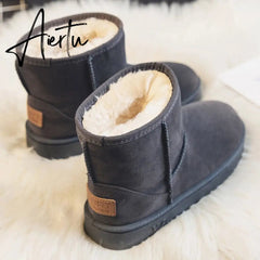 Aiertu Brand Women's Shoes Australian Boots Winter Footwear Round Toe Flat Heel Boots-Women Fashion Snow Low Ladies Ankle Cotton Aiertu
