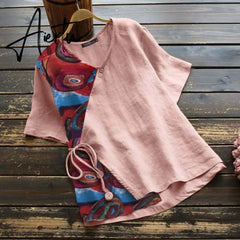 Aiertu Casual Printed Shirts Tunic Tops Summer Shirts Elegant Women's Floral Blouse Female O Neck Blusas Chemise Aiertu