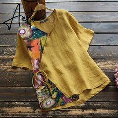 Aiertu Casual Printed Shirts Tunic Tops Summer Shirts Elegant Women's Floral Blouse Female O Neck Blusas Chemise Aiertu