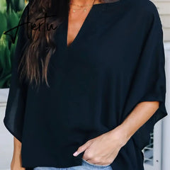 Aiertu Casual V-Neck Fashion Women Blouses Leopard Print Irregular Womens Tops And Blouses Half Sleeve Chiffon Vintage Ladies Tops Aiertu