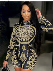 Aiertu Classical Print O Neck Long Sleeve Playsuit New Year Sexy Slim Sports Elegant Casual Streetwear Concise Y2K Aiertu