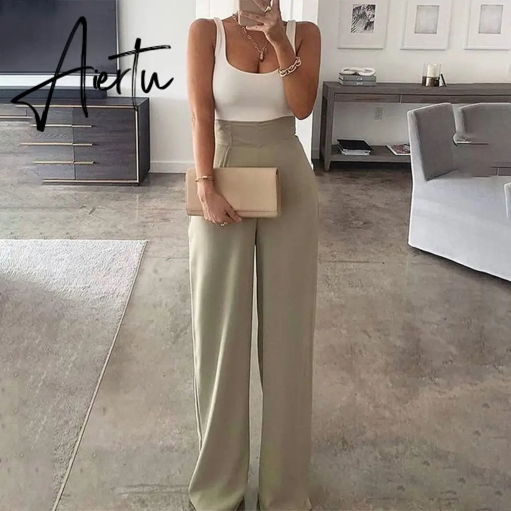 Aiertu Color Matching Women Sling Loose Jumpsuit High Waist Straight Female Casual Jumpsuits Summer Fashion Office Ladies Clothes Aiertu