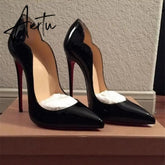 Aiertu Concise shoes plus size 45 pointed toe 12cm high stiletto heels 10cm 8cm shallow fashion classic women pumps Aiertu