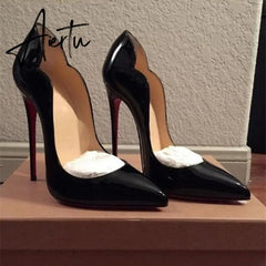 Aiertu Concise shoes plus size 45 pointed toe 12cm high stiletto heels 10cm 8cm shallow fashion classic women pumps Aiertu