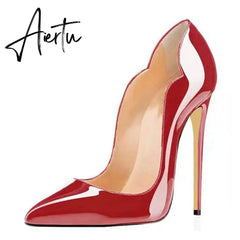 Aiertu Concise shoes plus size 45 pointed toe 12cm high stiletto heels 10cm 8cm shallow fashion classic women pumps Aiertu