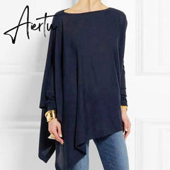 Aiertu Cotton Irregular Womens Tops And Blouses Casual O Neck Long Sleeve Top Female Tunic Autumn Plus Size Women Blusas Shirts Aiertu