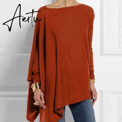 Aiertu Cotton Irregular Womens Tops And Blouses Casual O Neck Long Sleeve Top Female Tunic Autumn Plus Size Women Blusas Shirts Aiertu