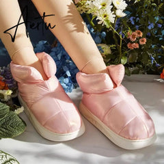 Aiertu Cute Plush Cotton Shoes Female Winter Boots Outdoor Non-slip Light Down Leisure Women's Snow Boot Platform Keep Warm Footwear Aiertu