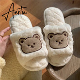 Aiertu Cute Smiley Face Slippers For Women Girls Fashion Kawaii Fluffy Winter Warm Slipper Woman Cartoon House Slippers Funny Shoes Aiertu