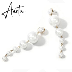 Aiertu Elegant Eearrings For Women Big Pearl Long Earrings Fashion Jewelry Tide Aiertu
