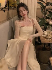 Aiertu Elegant Fashion Halter Fairy Graduation Dresses Summer Woman Korean Solid A-Line Birthday Evering Party Vestidos Female Clothes Aiertu